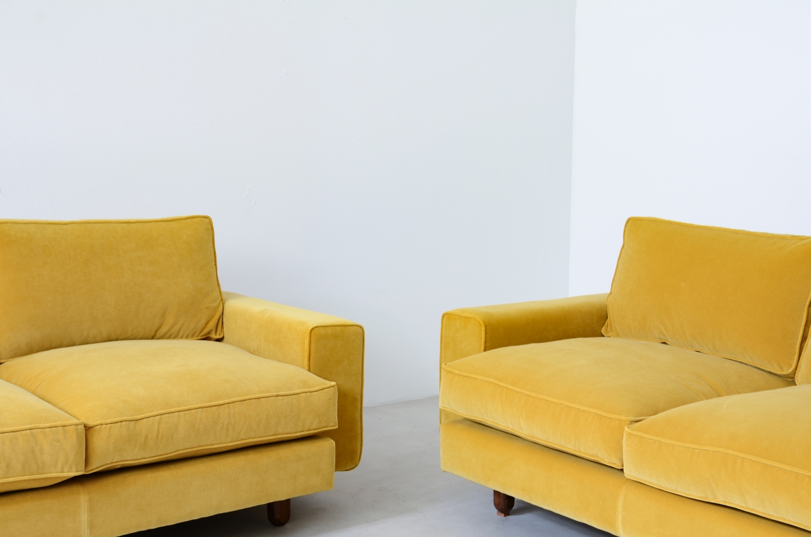 Living room composed of a three-seater sofa, a two-seater. Bovero manufacturing, Torino 1970