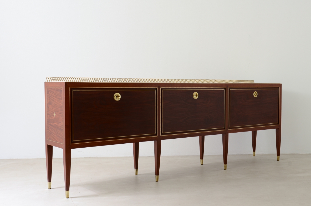 Paolo Buffa (1903-1970) storage unit with three flap doors Lietti manufacture, 1940ca.