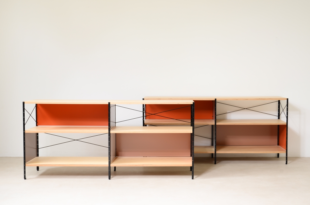 Modular bookcase with 3 or 6 shelves in birch plywood