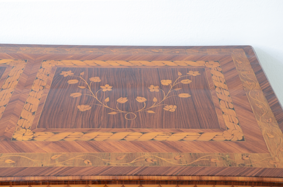 Extraordinary inlaid cabinet with two drawers.  Louis XVI era,