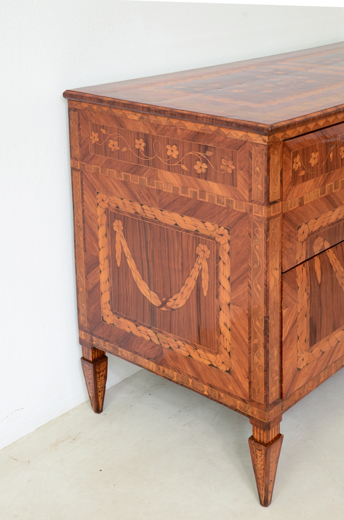 Extraordinary inlaid cabinet with two drawers.  Louis XVI era,