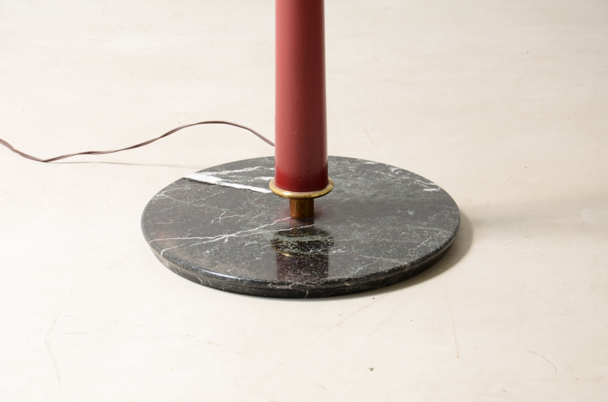 Stilnovo Milano  Lampada con base in marmo verde alpi e stelo in legno laccato