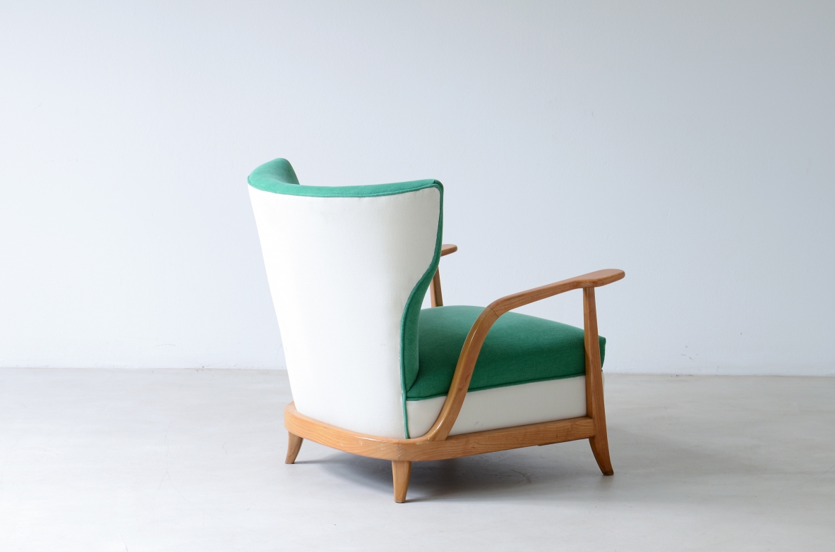 Enrico Ciuti (1910 - 1991)  Rare pair of armchairs in ash wood.  Italy, Milan, 1940's 