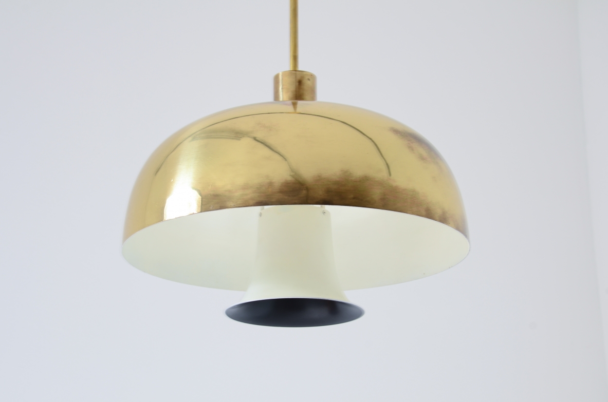 Lampadario con  paralume in ottone