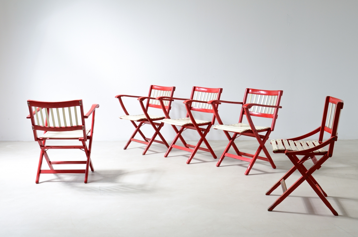 Fratelli Reguitti Ico Parisi Set composto da 6 poltroncine e 3 sedie Mod.152