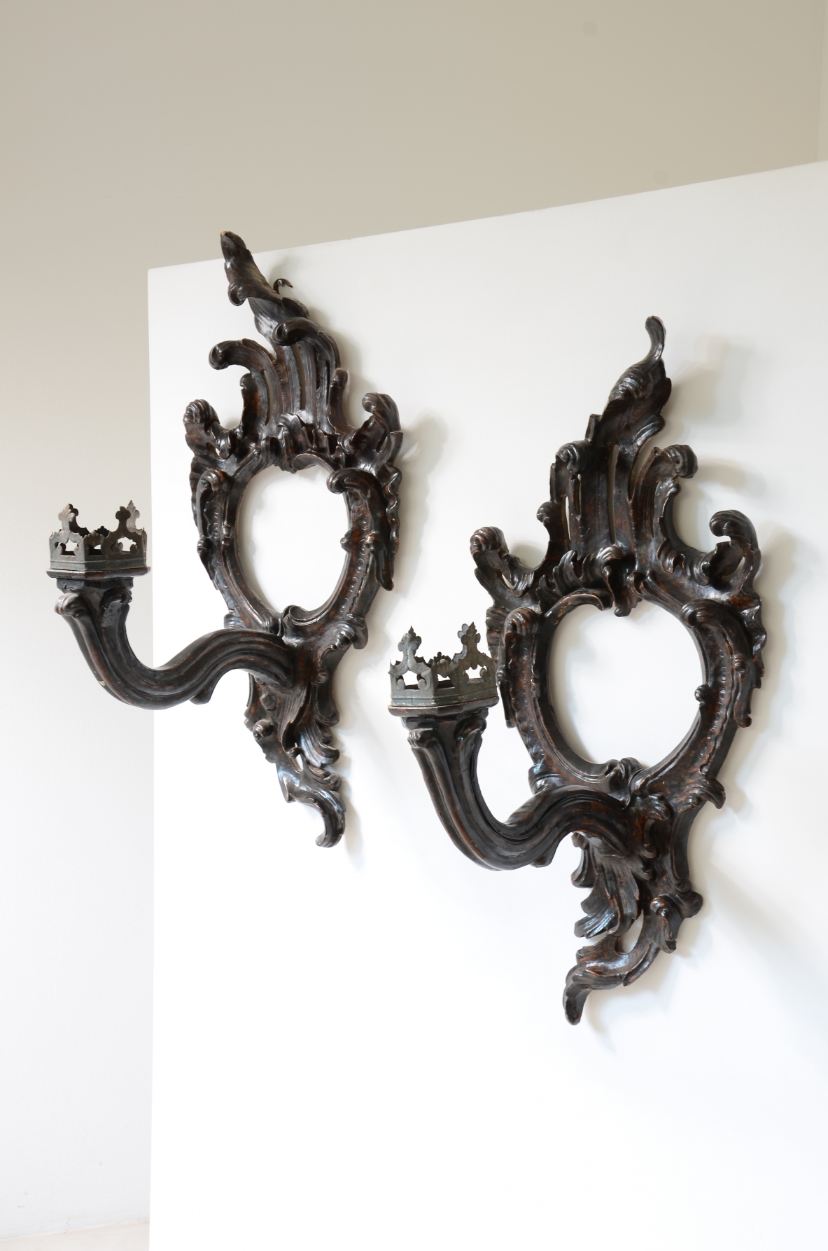splendid Venetian palace torch holders, Rococco 1730-1750.