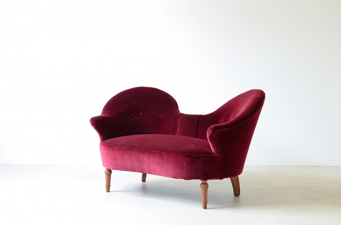 Cesare Lacca  Two-seater conversation sofa Italian manufacture ca. 1950.