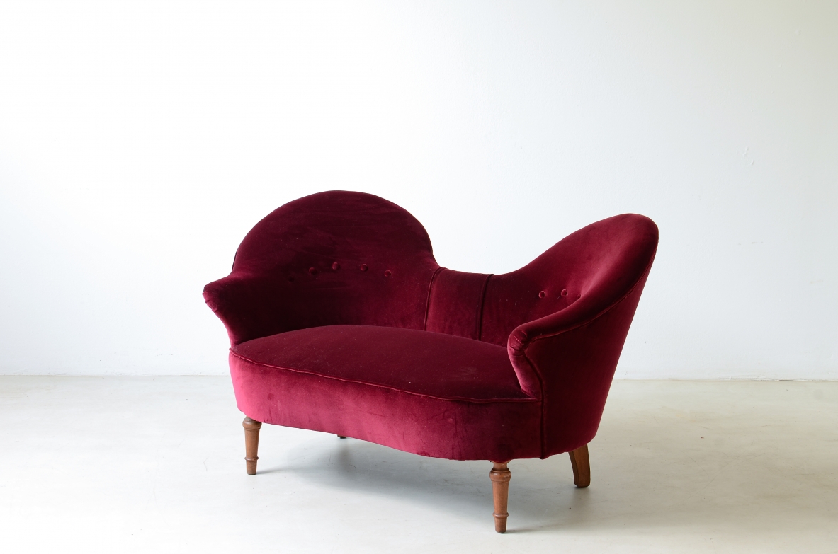 Cesare Lacca  Two-seater conversation sofa Italian manufacture ca. 1950.