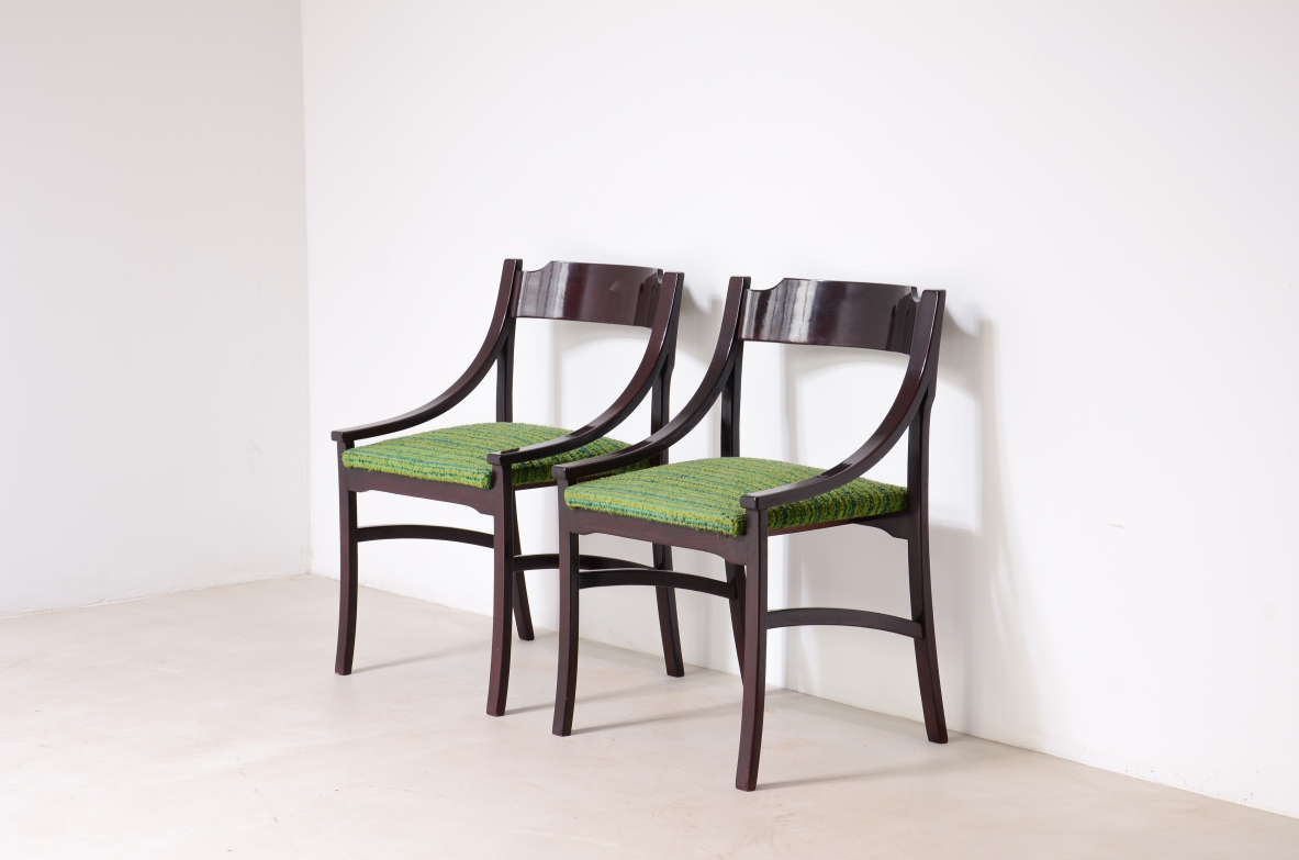 Melchiorre Bega 4 chairs in shaped wood, 1964.