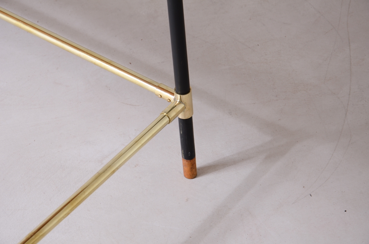 Desk with wooden top and drawers, metal and brass structure.Italian manufacture 60s.