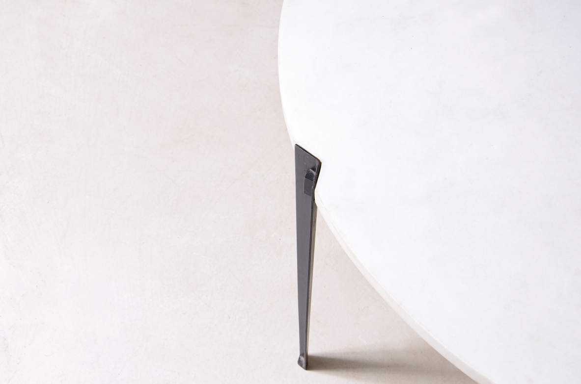 Osvaldo Borsani Low table with iron structure and crystalline marble top.