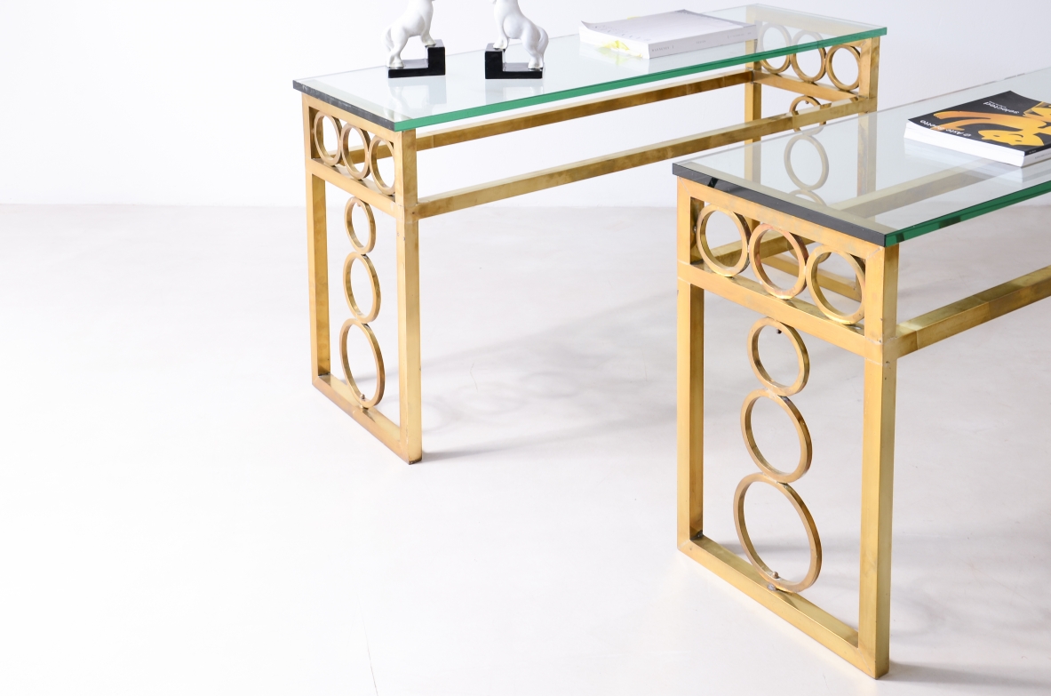 Pair of 1970's French bronze console tables