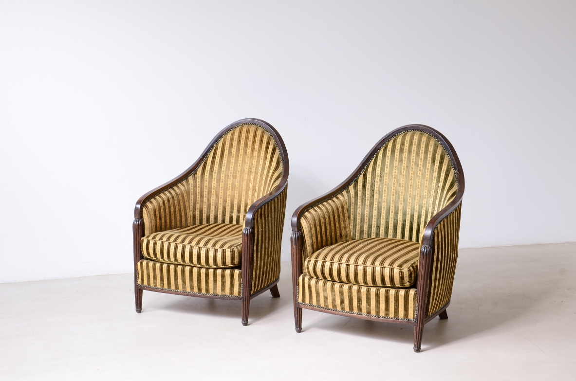 Pair of elegant armchairs French manufacture, Art Deco period, ca. 1930.
