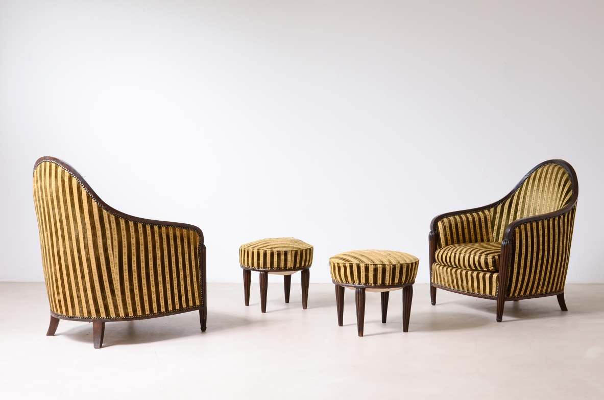 Pair of elegant armchairs French manufacture, Art Deco period, ca. 1930.