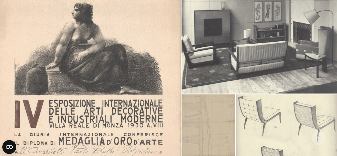 Paolo Buffa(1903-1970)  Tavolo a quattro gambe con capitelli e puntali in ottone e piano in marmo, 1950