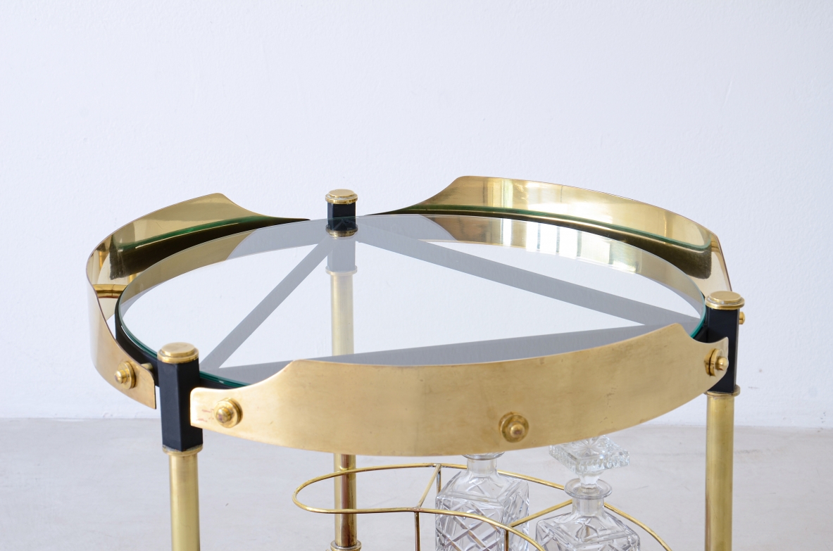 Luigi Caccia Dominioni Splendid trolley in brass and metal Manufactured by Azucena in 1960s