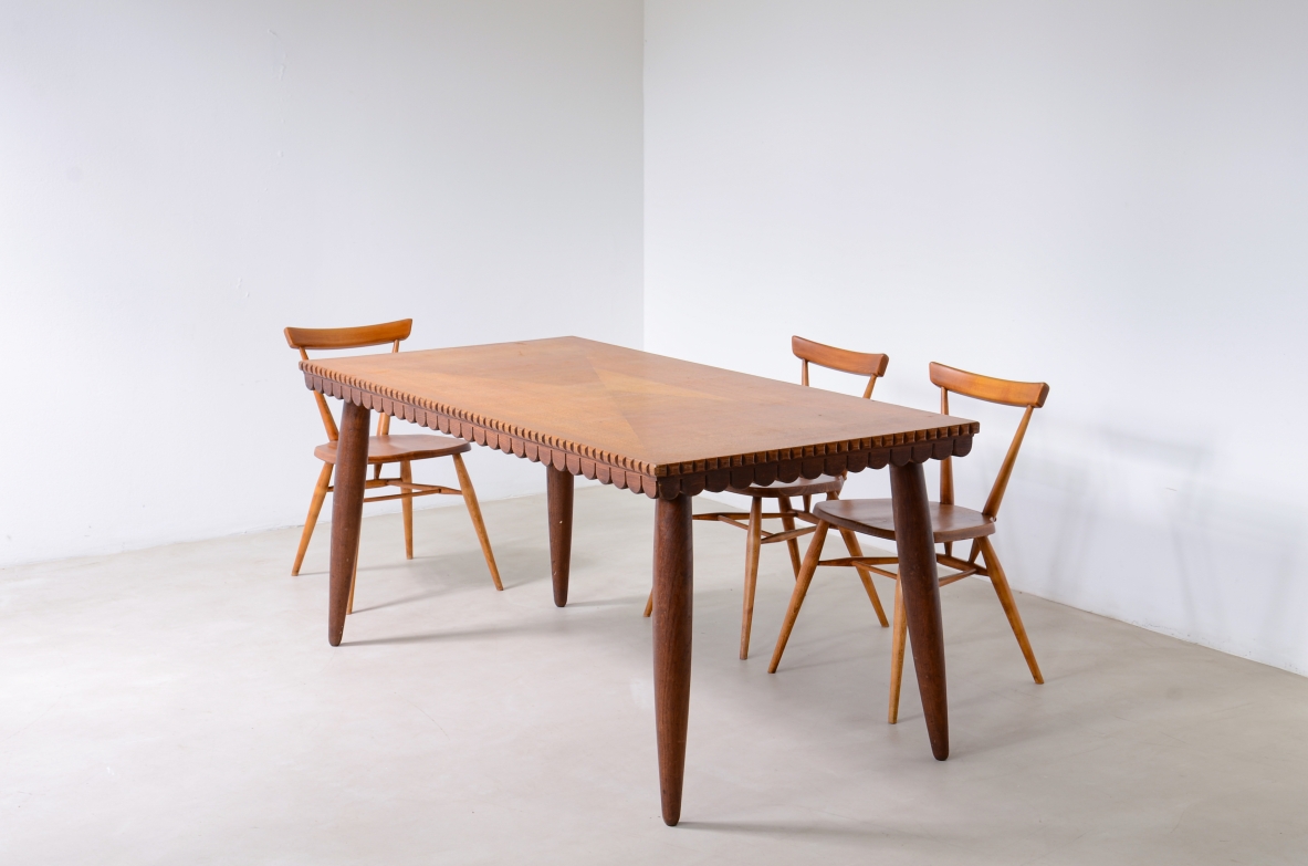 Oak table with turned legs early 1940s.