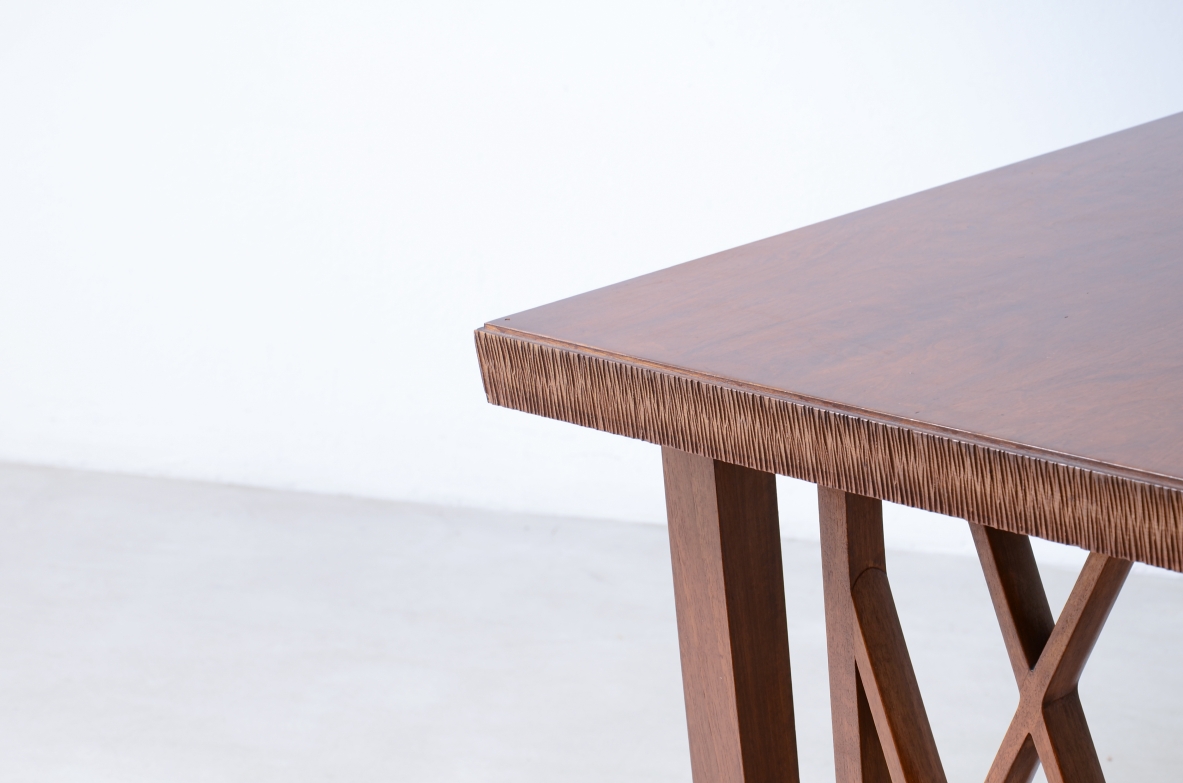 Pierluigi Colli  Elegant walnut desk with shaped uprights 1940's