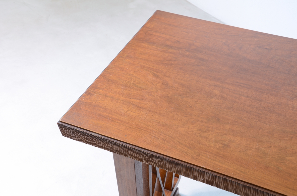 Pierluigi Colli  Elegant walnut desk with shaped uprights 1940's