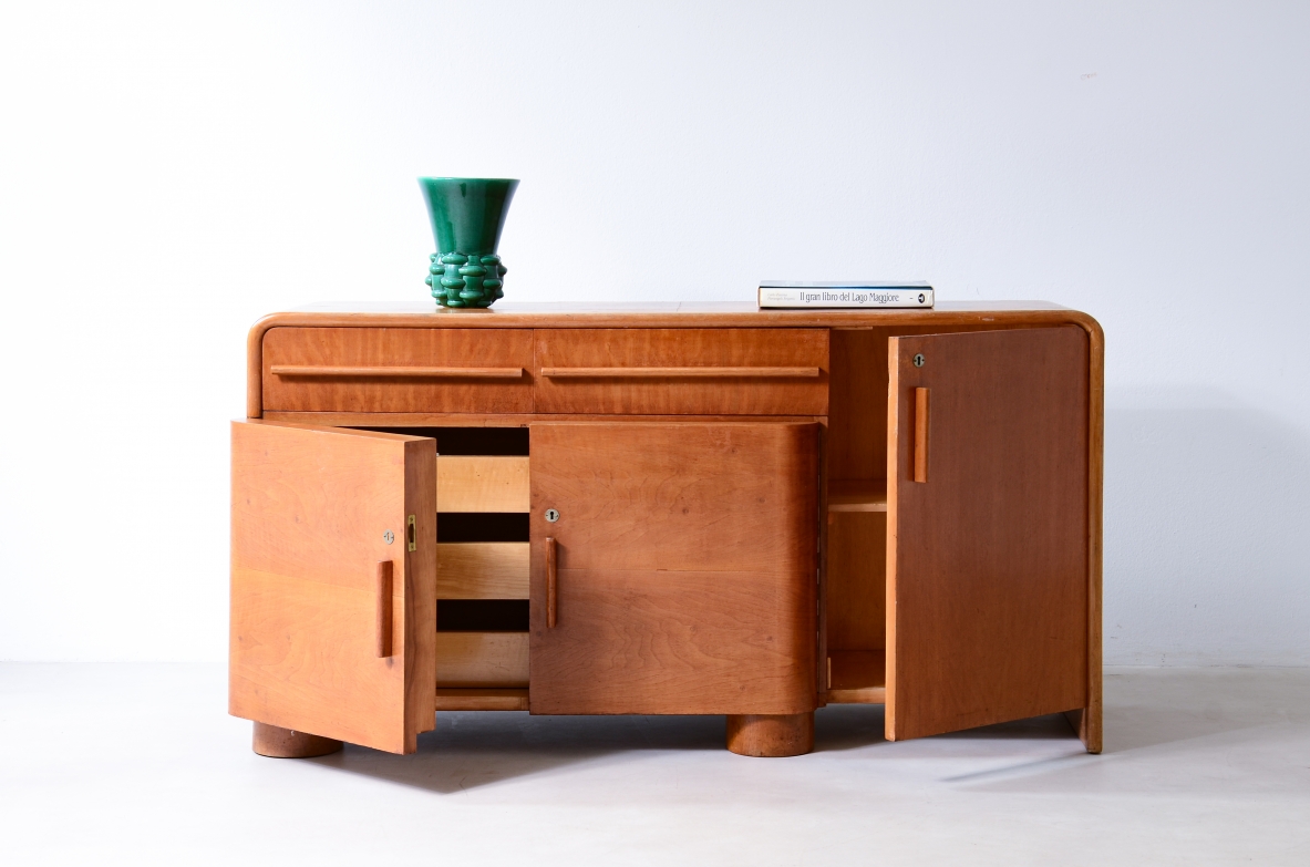 Cabinet with doors and drawers in blond wood. Art Deco period, ca. 1930.
