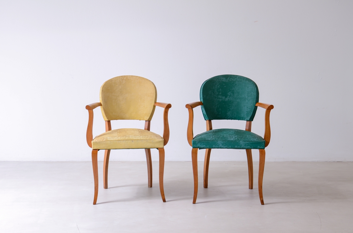 Due poltroncine in legno biondo epoca Art Deco, 1930ca.