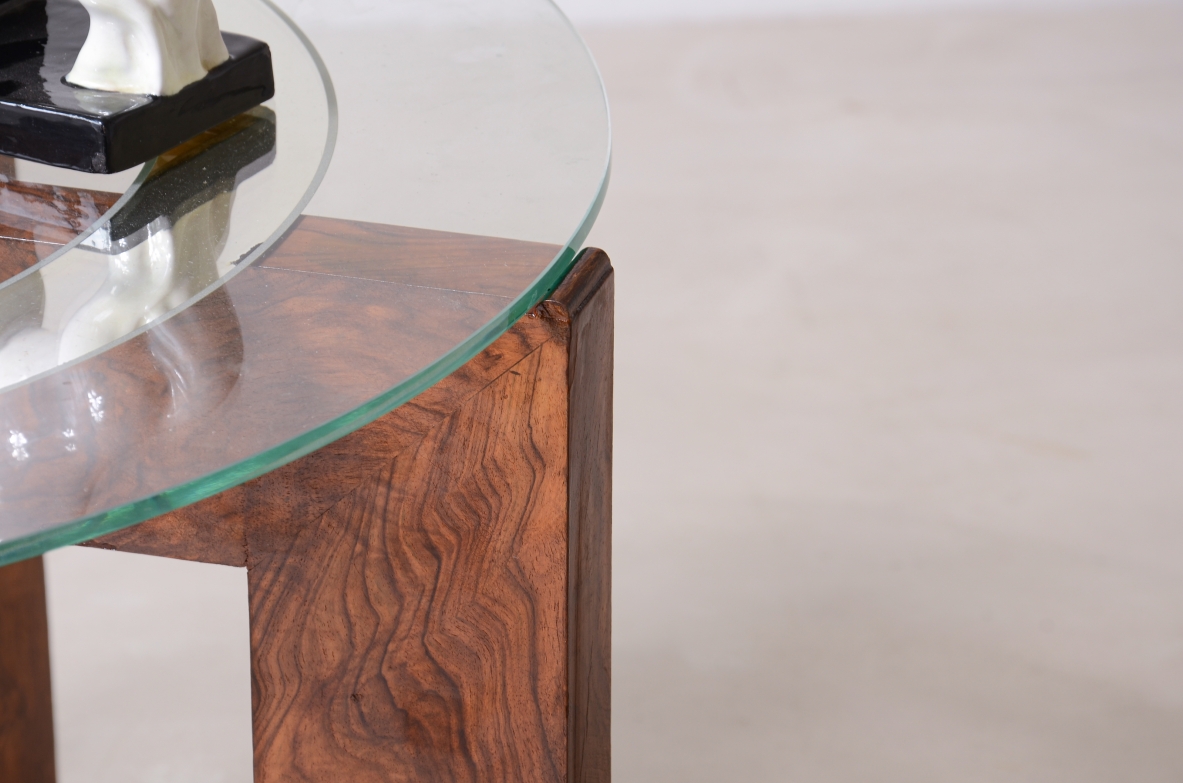 Tavolino con piano in vetro specchiato e molato Razionalismo italiano 1925-30ca
