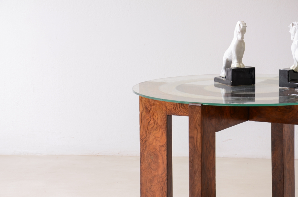 Tavolino con piano in vetro specchiato e molato Razionalismo italiano 1925-30ca