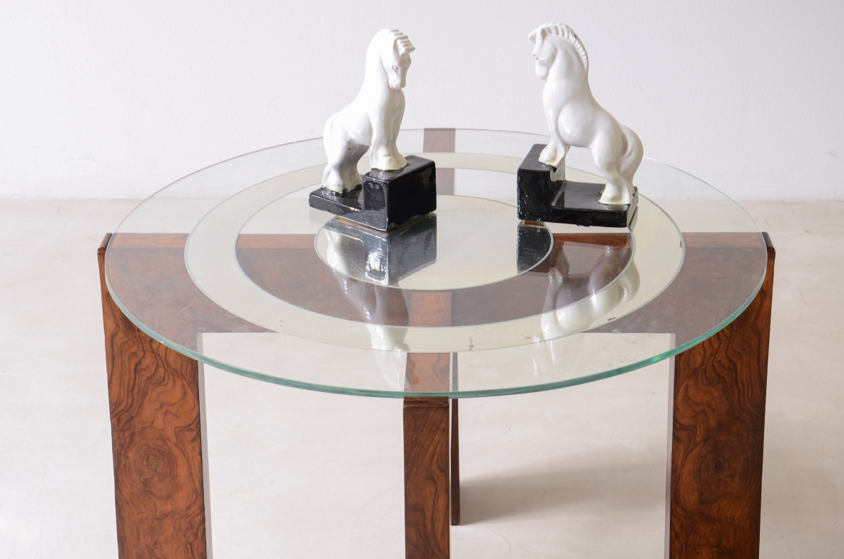 Tavolino con piano in vetro specchiato e molato Razionalismo italiano 1925-30ca