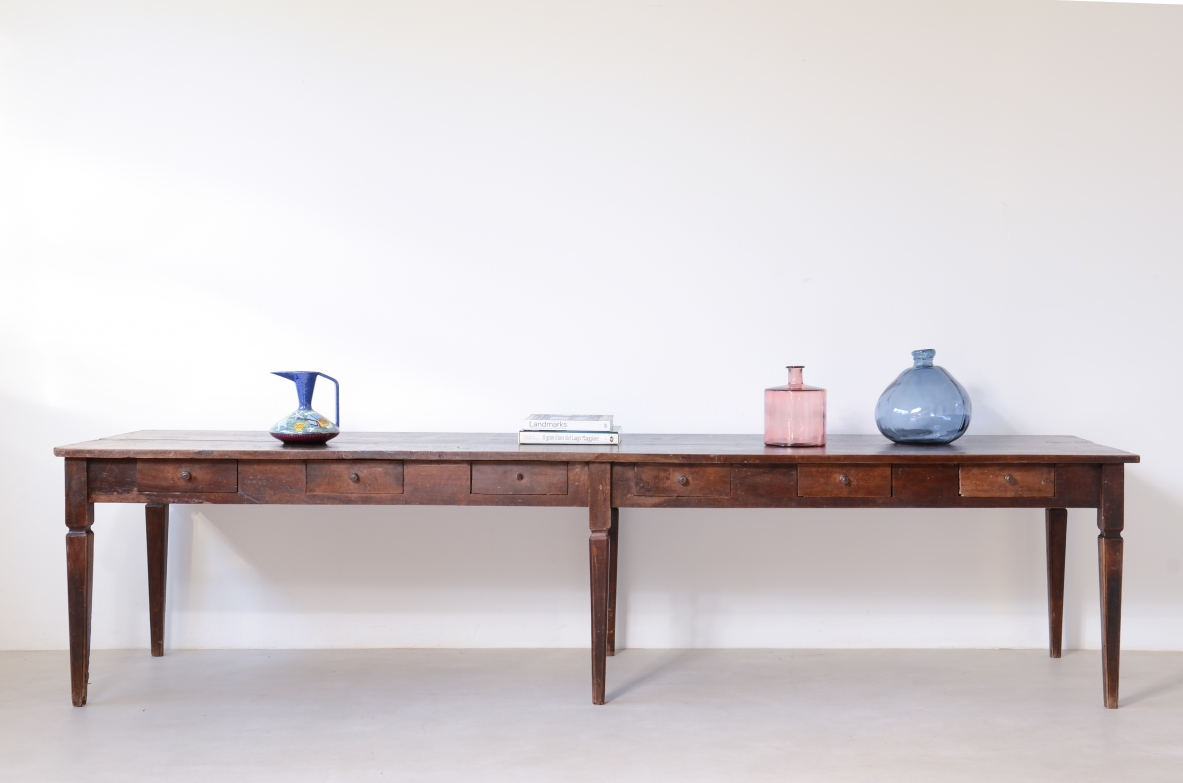 Antique walnut italian table 1790 ca