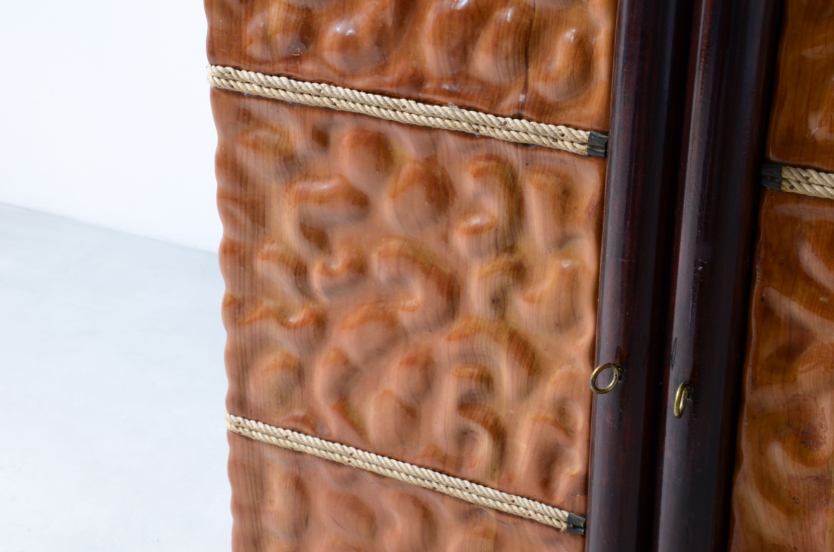 Rare lime wood bar cabinet, handcrafted like a high-quality sculpture. 1940