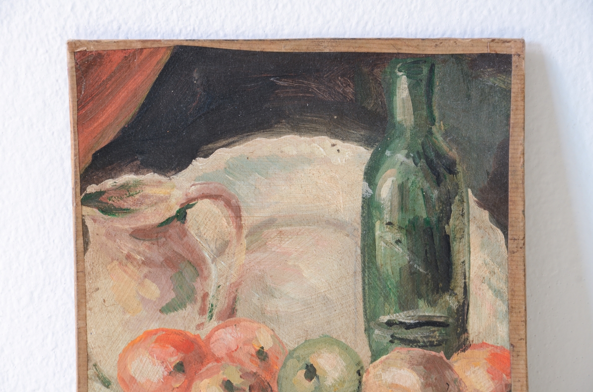 Piccola natura morta firmata Uli Biagini  Olio su carta e cartoncino, 1920ca.