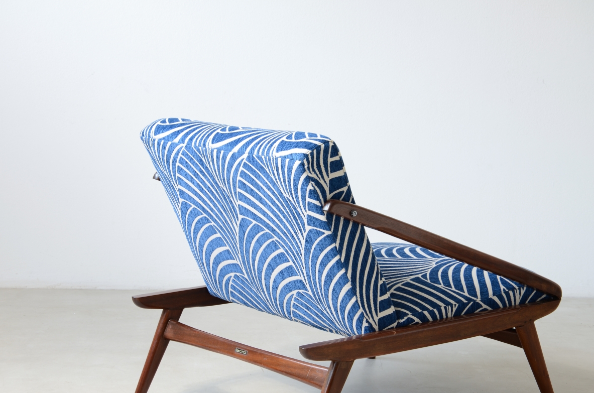 pair of wooden reclining armchairs, Made by ISA Bergamo in 1954.