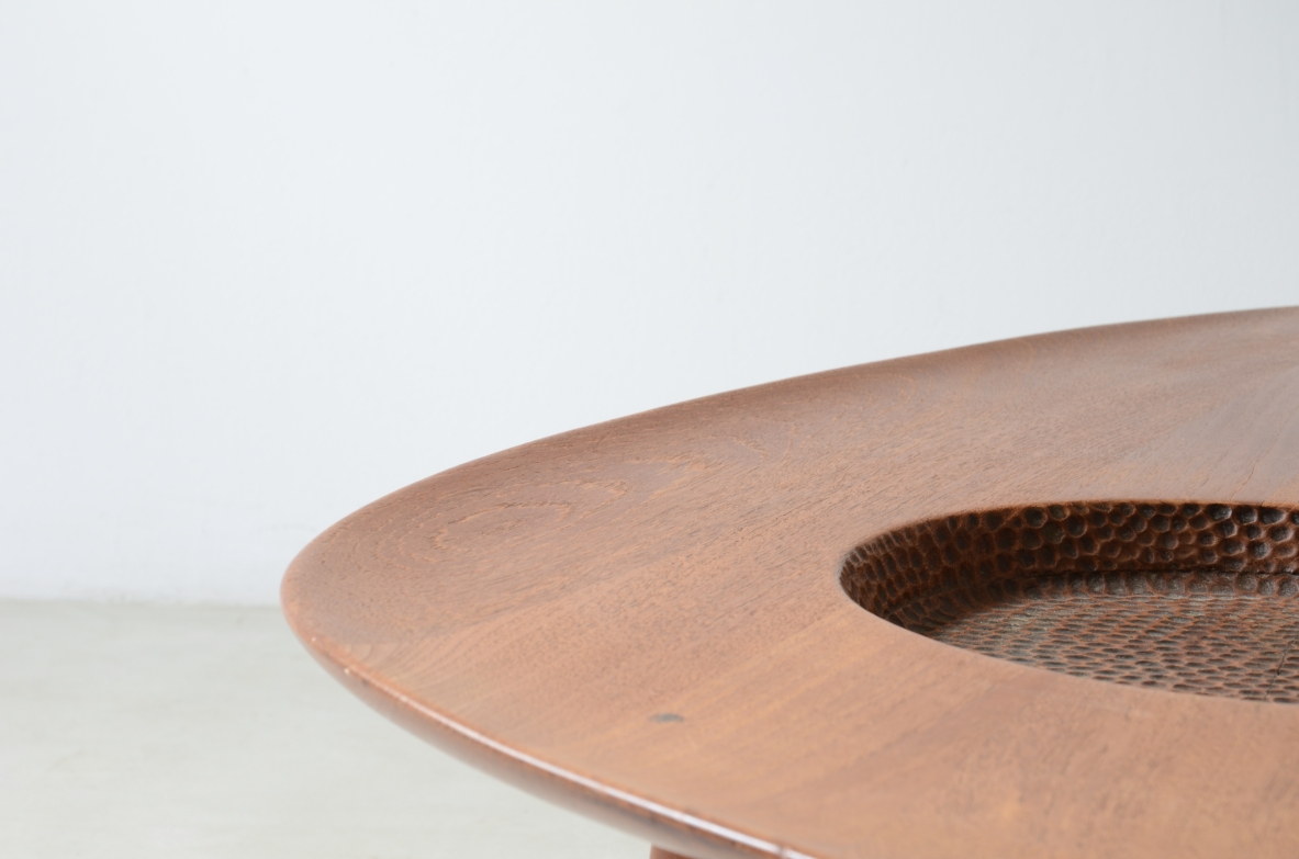 1950's  large coffee table with an organically shaped solid wood top