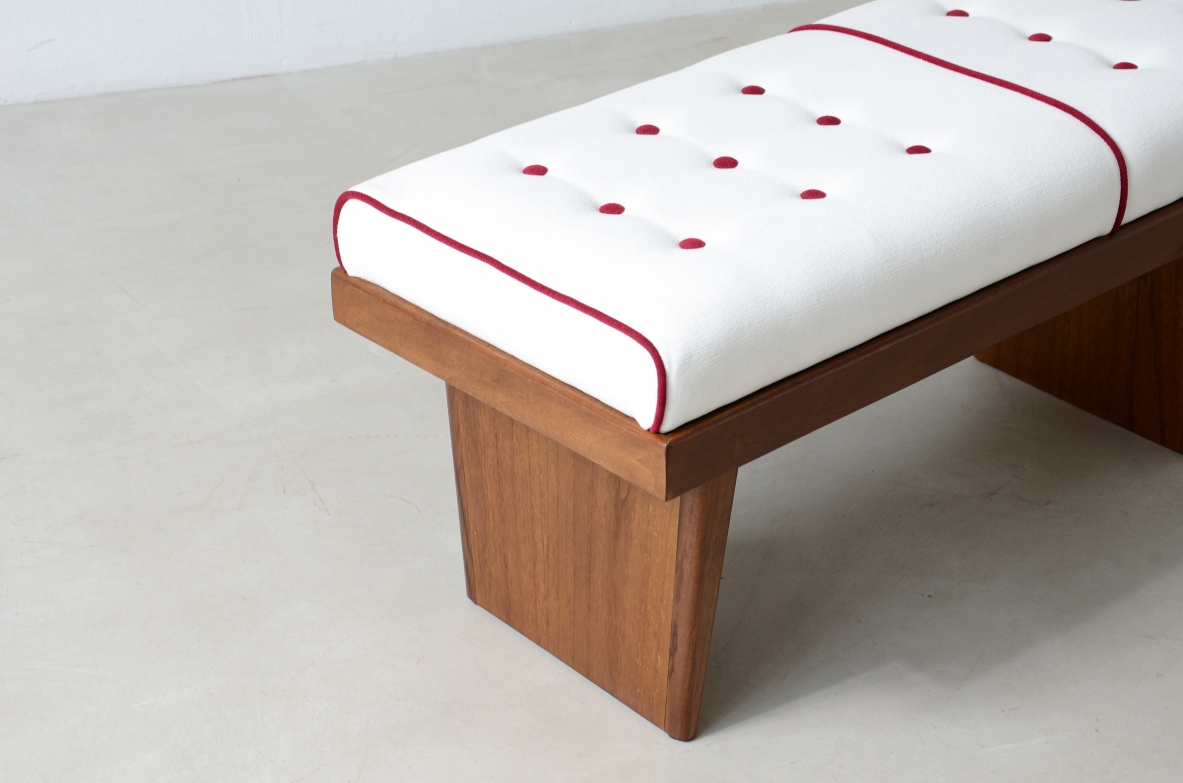 elegant bench with wooden frame and three uprights. Attribution Gio Ponti, 1950ca.