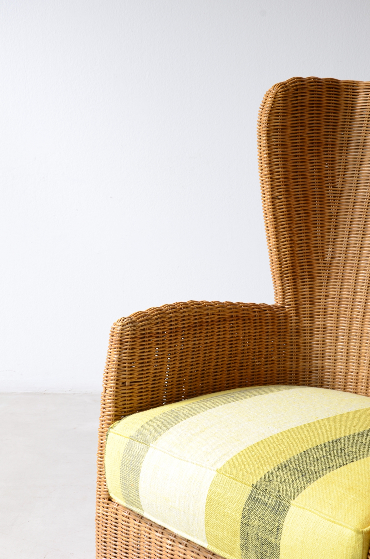 Two large woven rattan armchairs. Italian manufacture, circa 1960.