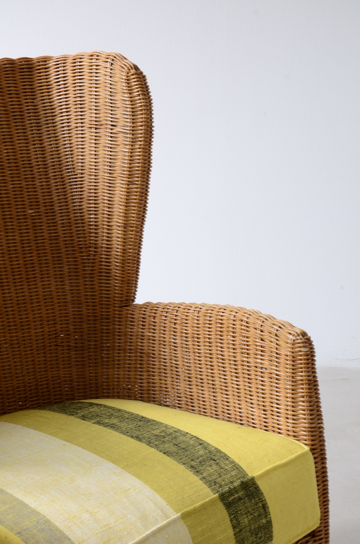 Two large woven rattan armchairs. Italian manufacture, circa 1960.