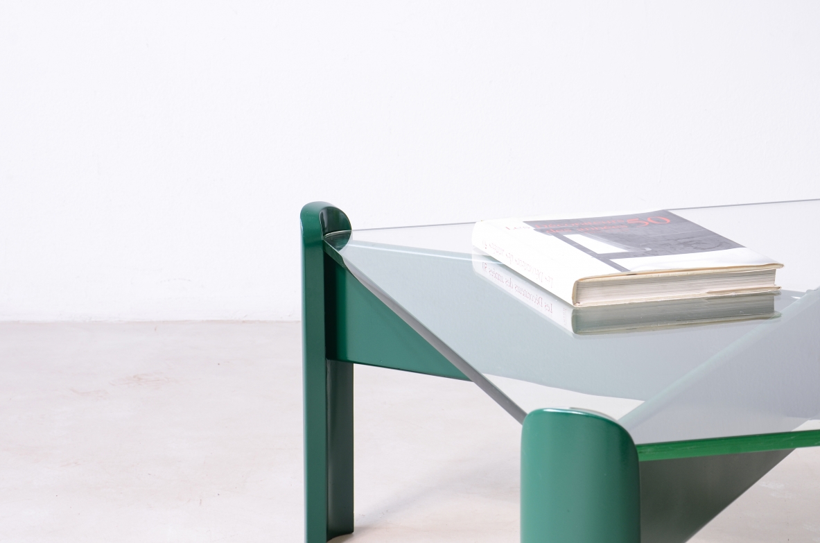 Luigi Caccia Dominioni, Two low living room, Azucena Manufactory, 1960. with thick glass