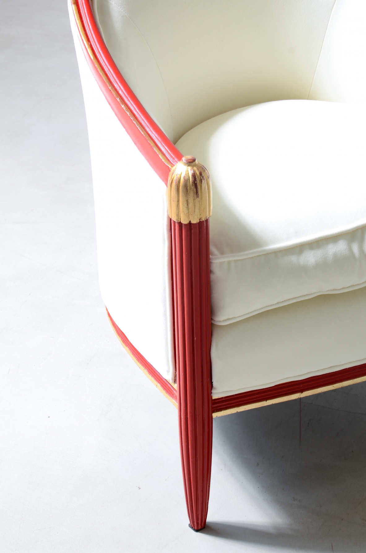 pair of lacquered and gilded wood tub chairs France, circa 1930.