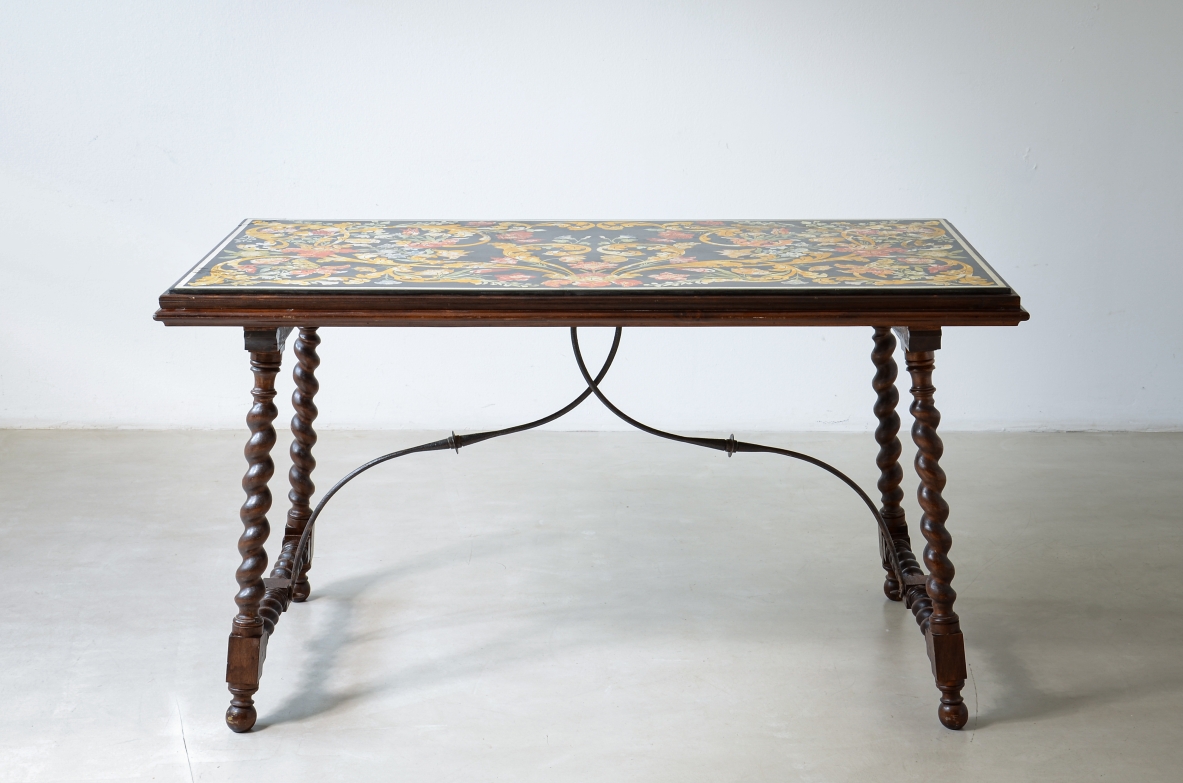 Stunning table with a rectangular polychrome scagliola top,ca. 1700-1730.