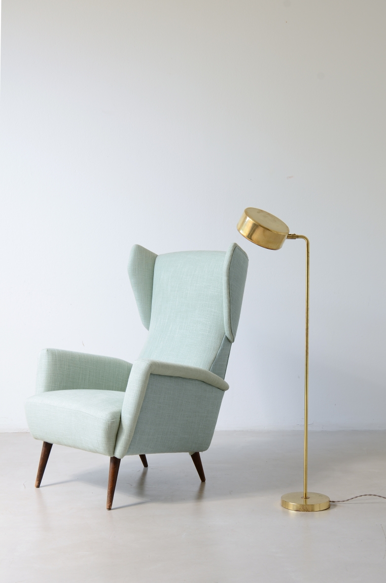 Lampada da terra vintage in ottone