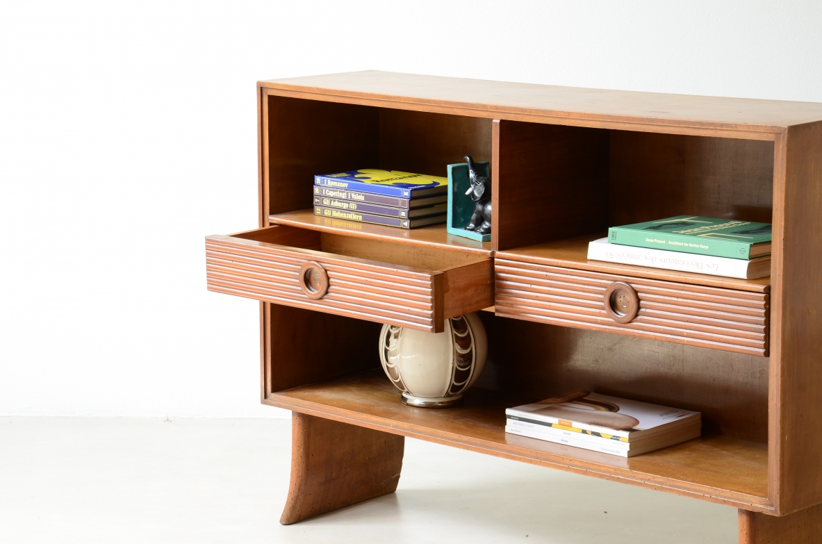 Paolo Buffa Mobile in legno chiaro con due cassetti in legno grissinato