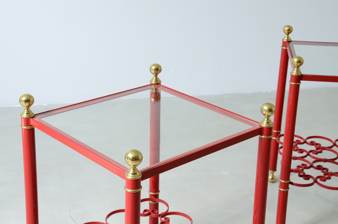 1960's Pair of lacquered metal coffee tables