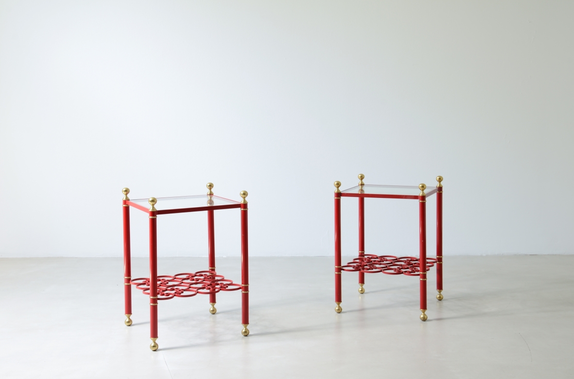 1960's Pair of lacquered metal coffee tables