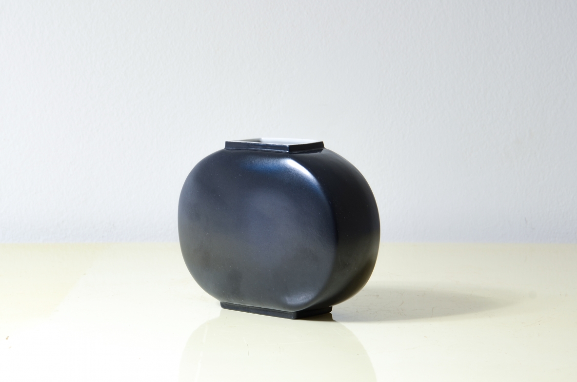 Matt glazed oval porcelain vase Italian manufacture, 1950's