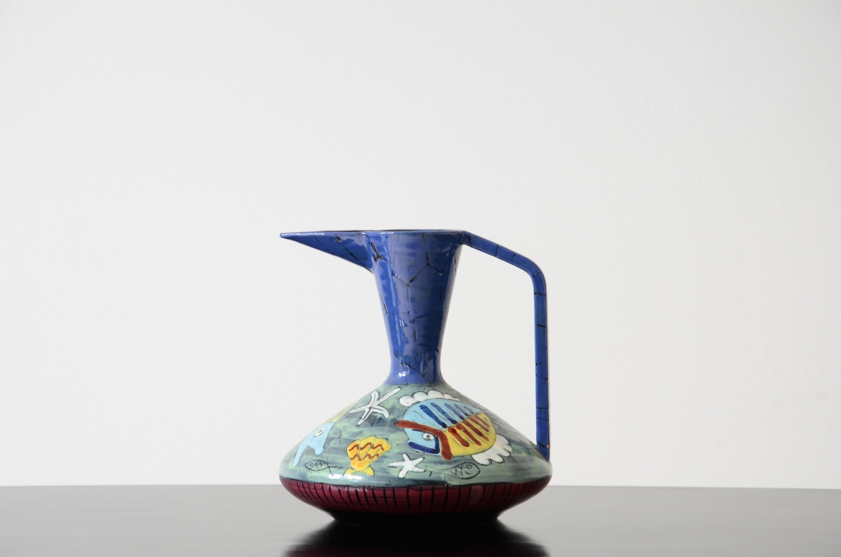 Rara ceramica dipinta e smaltata. "Il fondo del mare"  Manifattura UC.Ancora, Venezia 1950ca.