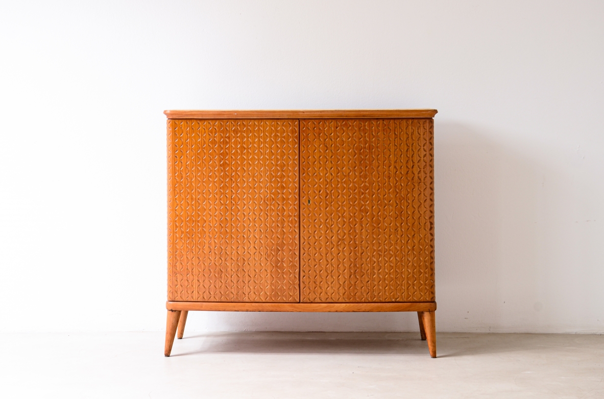 ABV Borsani  Elegant two-door cabinet with carved motifs.1940s.