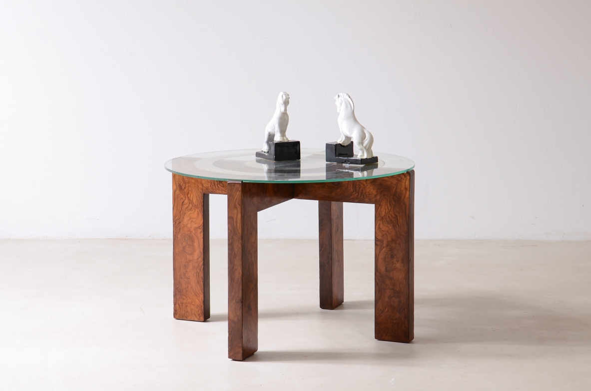 Tavolino con piano in vetro specchiato e molato Razionalismo italiano 1925-30ca